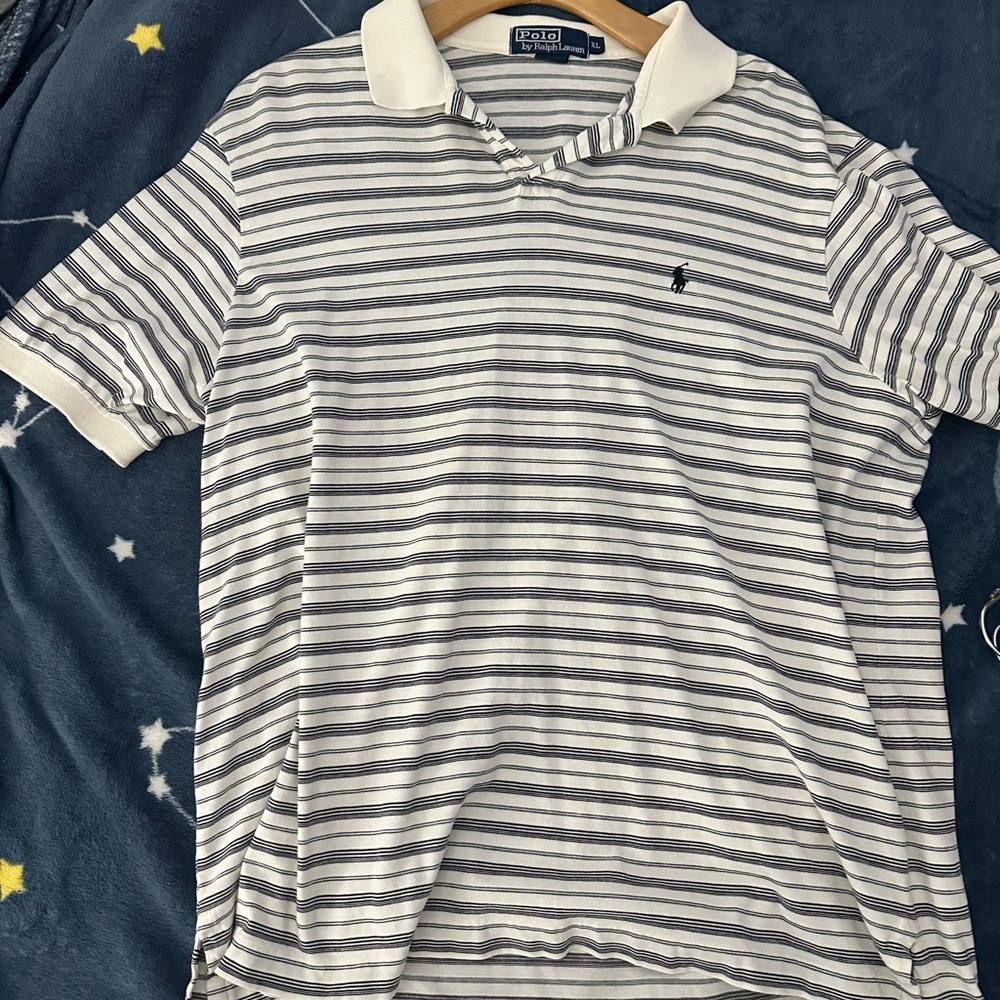 Polo by Ralph Lauren Men's Polo Shirt - White and Black Stripes